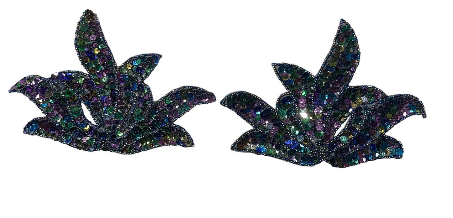 Leaf Pair Moonlite Sequin leaf 6" x 4.5"