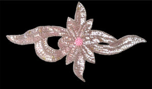 Flower with Light Pink Sequins and Beads 12.5" x 7.5"