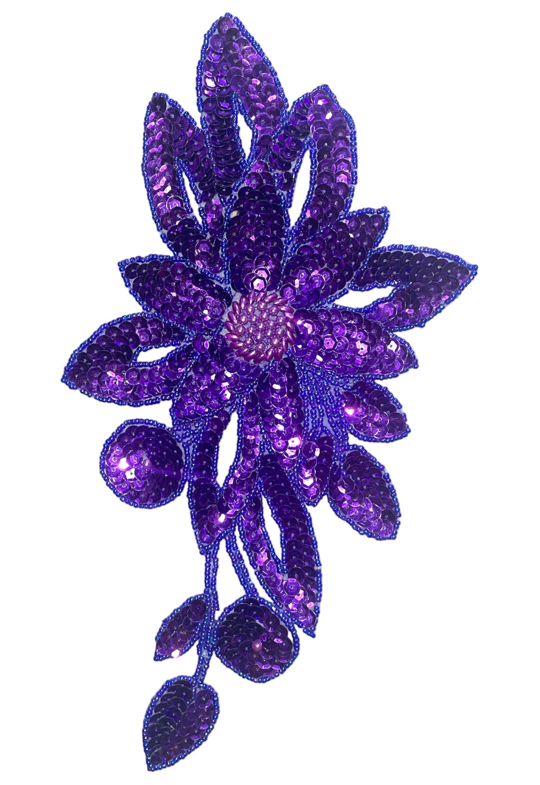 Flower with Dark Purple Sequins and Beads 11.5