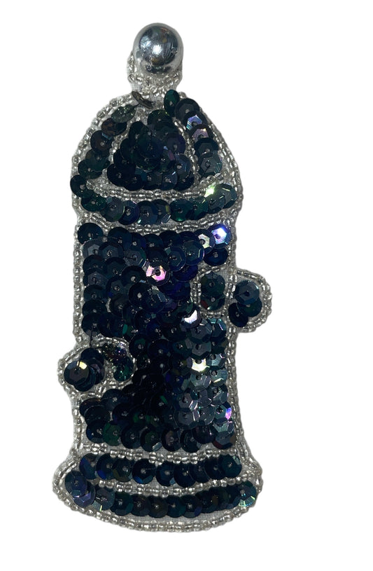 Fire Hydrant Moonlight Sequins Silver Beads 4" x 1.5"