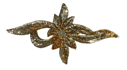 Flower with Gold Sequins and Beads 7.5" x 12.5"