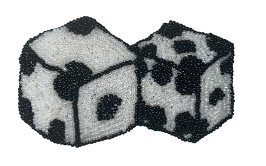 Dice Pair with Black and White Beads 2.5" x 4.5"