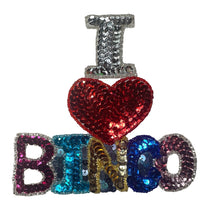 Load image into Gallery viewer, I Love Bingo Multi-colored Sequins 5&quot; x 5.5&quot;