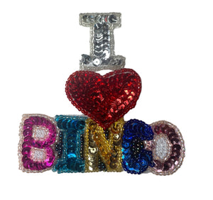 "I Love Bingo" Multicolored Sequins 3.5" x 3.5"