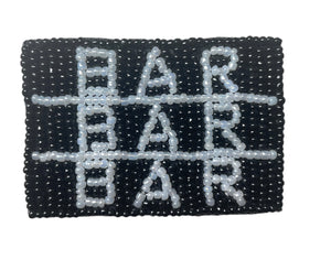 Triple Bar Slot Machine Result with Black and White Beads 2.5" x 3"