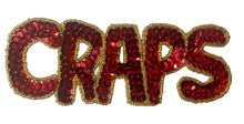 Load image into Gallery viewer, Craps, Gambling Game Word, Red With Gold Beads 2&quot; x 6&quot;
