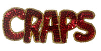 Craps, Gambling Game Word, Red With Gold Beads 2
