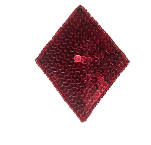 Diamond Card Suit Red Sequins and beads 4" x 3"
