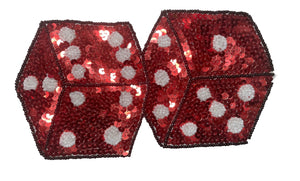 Dice with Red Black White Sequins and Beads 4" x 7"