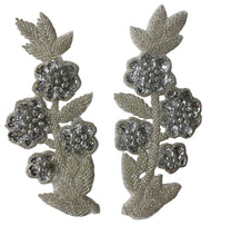 Load image into Gallery viewer, Flower Pair with Silver Sequins and Beads 7&quot; x 2.75&quot;