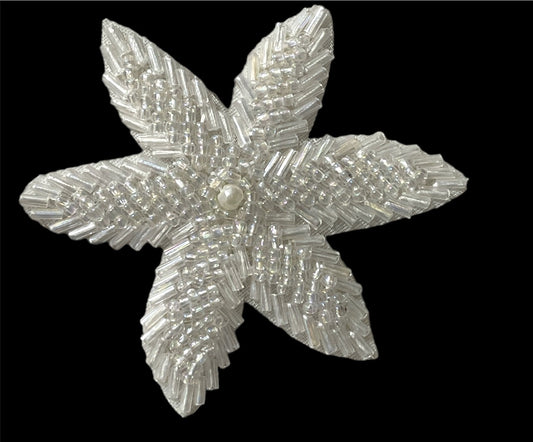 Flower with Iridescent Beads and Pearl 2.75" x 2.75"