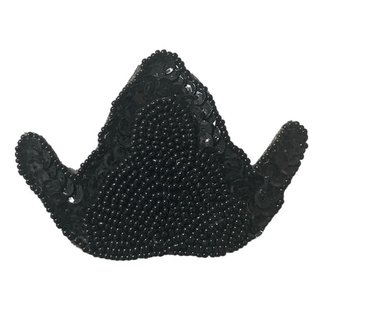 Designer Motif with Black Sequin and Beads 2.5" x 3.5"