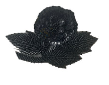 Load image into Gallery viewer, Flower with Black Sequins and Beads 3.75&quot; x 4.5&quot;