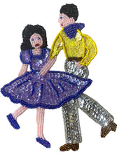 Load image into Gallery viewer, Square Dancing Couple Purple Skirt Yellow Shirt 6&quot; x 5&quot;