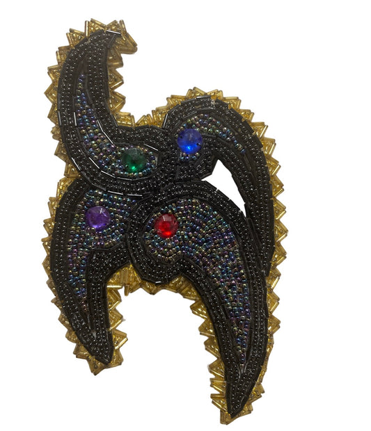 Designer Motif with Paisley All Beaded with Acrylic Stones 4.5" x 7"