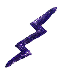 Purple Lightning Bolt with Sequins 8" x 2"