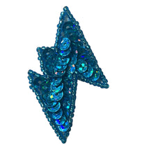 Load image into Gallery viewer, Turquoise Lightning Bolt with Laser Sequins and Beads 2&quot; x 2.25&quot;