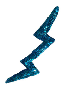 Turquoise Lightning Bolt with Sequins 8" x 2"