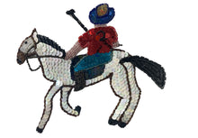 Load image into Gallery viewer, Horse with Polo Player Multi-Colored Sequins and Beads 7.5&quot; x 7&quot;
