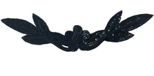 Load image into Gallery viewer, Flower Neckline with Black Sequins &amp; Beads 17&quot; x 4&quot;