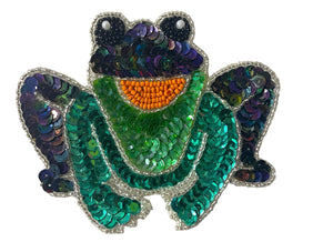 Frog with MultiColored Sequins and Beads 4" X 5"