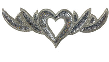 Load image into Gallery viewer, Heart Neckline with Silver Sequins and Beads 12&quot; x 4.5&quot;