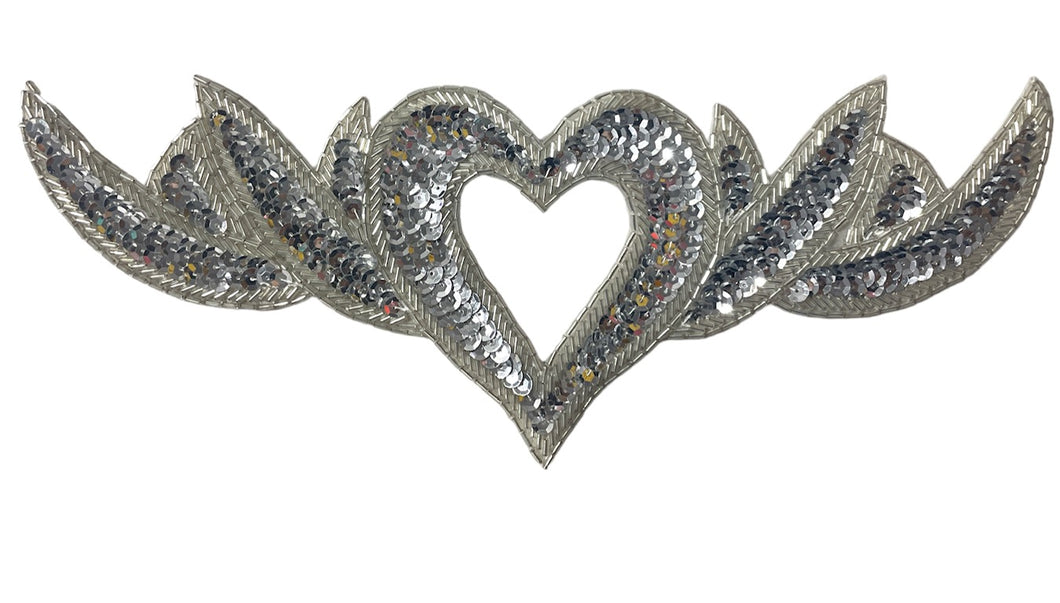 Heart Neckline with Silver Sequins and Beads 12
