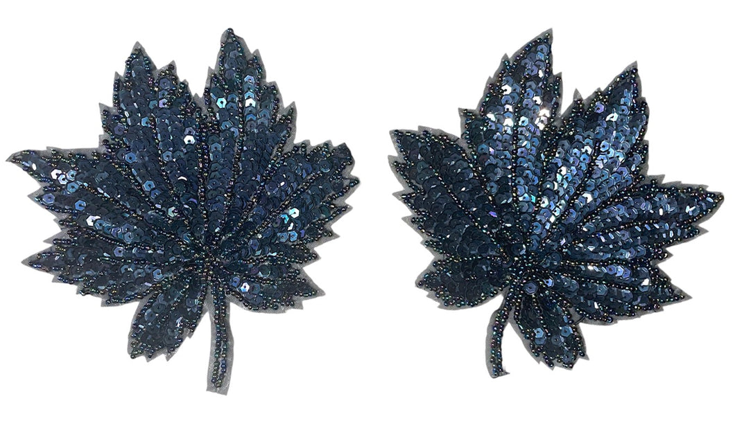 Leaf Pair Moonlight Sequins and Beads 5