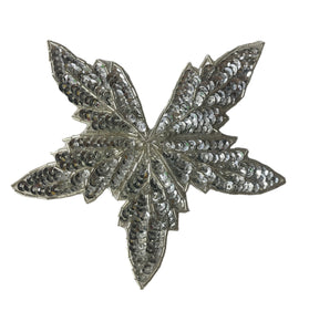 Leaf with Silver Sequins and Beads 5.5"