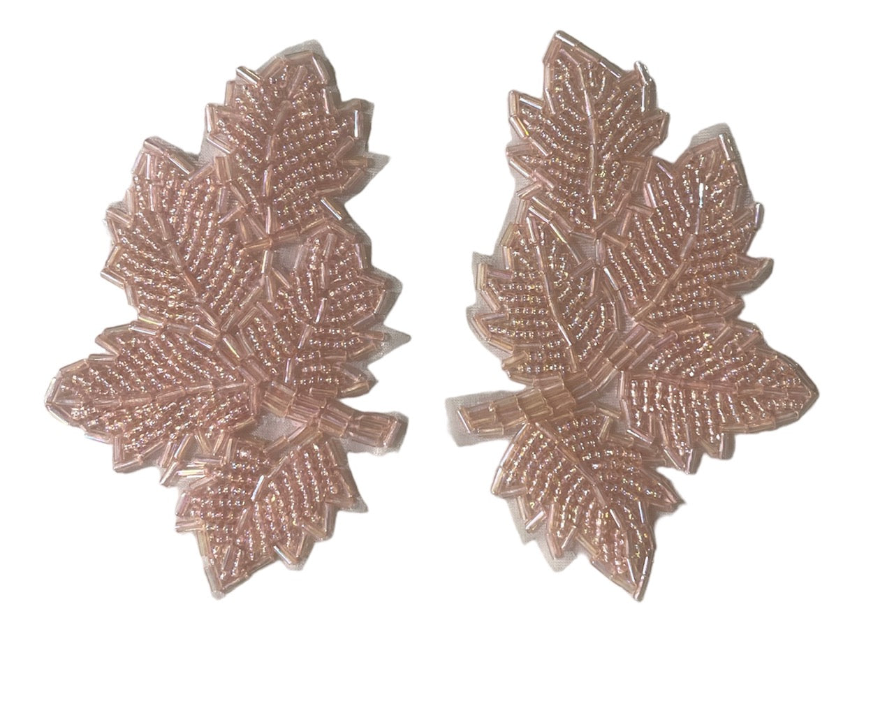 Leaf Pair Pink Beads 4" x 2.5"