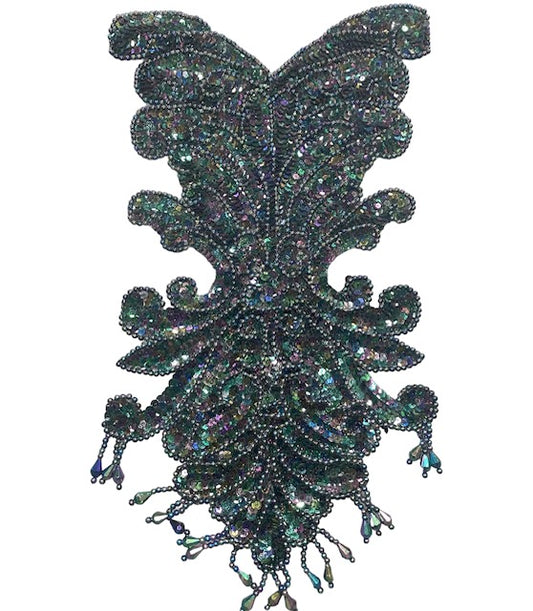 Designer Motif Full Body Applique with Moonlite Sequins and Beads 17" x 10"