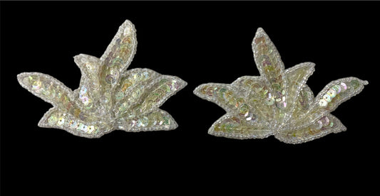 Leaf Pair Iridescent Sequins and Beads 2.25" x 3.5"