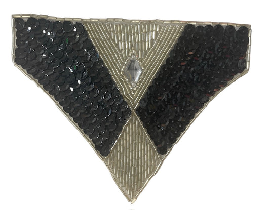 Designer Motif Black and White Sequins and Beads Jewel 5.5" x 4.5"