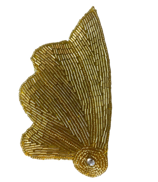 Shell with Gold Beads 5.5" x 3"