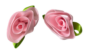 Flower Pair Pink Satin 1.25"