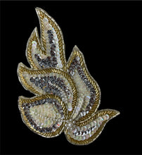 Load image into Gallery viewer, Designer Motif Gold, Silver, White, with Pearls 6.5&quot; x 4&quot;