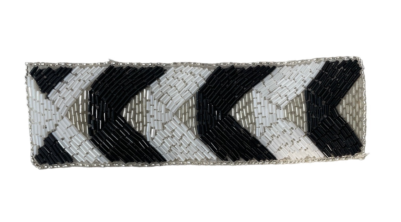 Designer Motif with Black and White Beads 7" x 2"