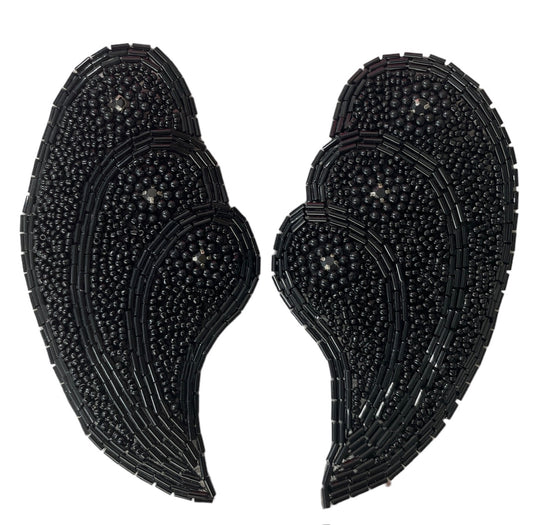 Designer Motif Shell Pair with Black with Rhinestones 5" x 3"