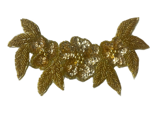 Flower with Gold Sequins and Beads 4" x 7"