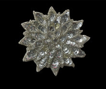 Load image into Gallery viewer, Flower with Silver Sequins, Beads and Middle Rhinestone 3&quot; x 3&quot;