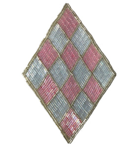 Designer Motif Diamond Square Pink and White Checkered 6.5" x 4.5"