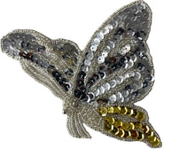 Load image into Gallery viewer, Butterfly with Silver and Gold Sequins and Beads 5.5&quot; x 4&quot;