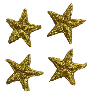 Stars, Set of Four, Gold Metallic Embroidered 1"