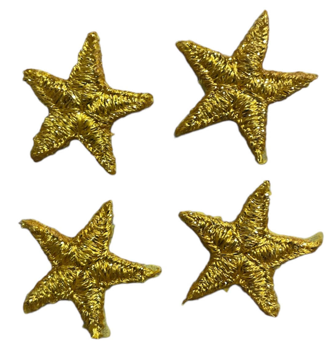 Stars, Set of Four, Gold Metallic Embroidered 1