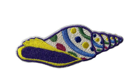 Shell with Multi-colored embroidery 1" x 3"