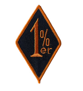 1%er Patch with Black and Orange Embroidery 3" x 2"