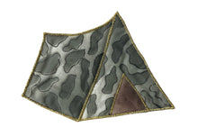 Load image into Gallery viewer, Tent, Camouflage Green with Metallic Gold Trim, Embroidered Iron-On 3.25&quot; x 2.5&quot;