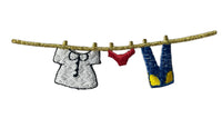 Clothesline, Multi-Colored with Jeans, Shirt, Underwear Embroidered Iron-On 3.75