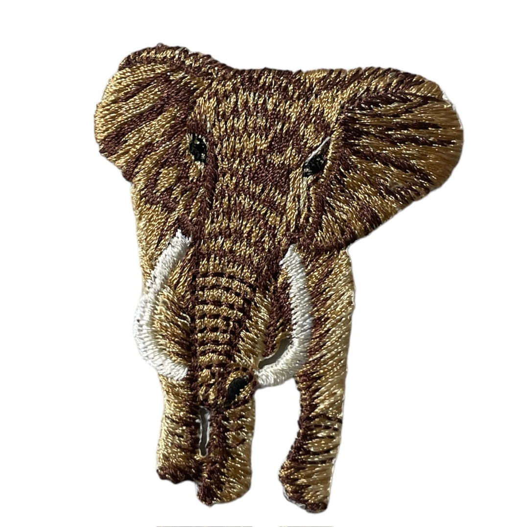 Elephant, Brown with Dark Brown Stripes Embroidered Iron-On 2