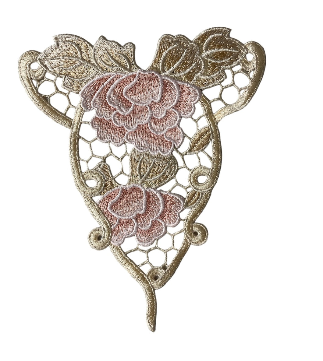 Flower with Pink and Tan Embroidery 7